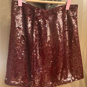 Zara Sparkling Maroon Sequin Mini Skirt